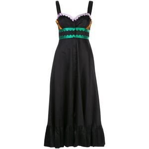 Cynthia Rowley Melita Black Scallop Midi Dress Cotton 10